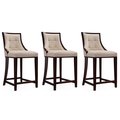 Manhattan Comfort Fifth Ave Counter Stool in Cream and Dark Walnut (Set of 3) 3-CS012-CR